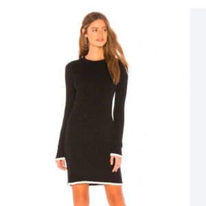 Equipment Femme Fifi Rib Longsleeve Sweater Dress in Black Sz Medium